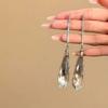 Elegant Glass Water Drop Silver Needle Earrings - High-End, Fashionable, Statement Jewelry for Women