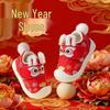 Red Cartoon Soft Sole Non-slip Baby and Toddler Walking Shoes for New Year, Spring, and Autumn