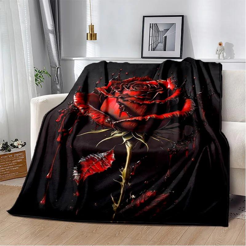 Nordic Love Rose Flowers Daisy Blanket,Soft Throw Blanket for Home Bedroom Bed Sofa Picnic Travel Office Rest Cover Blanket Kids