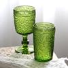 Verre à vin avec matériau vert pressé et épaissi Style de conception bohème Verre à vin rouge créatif