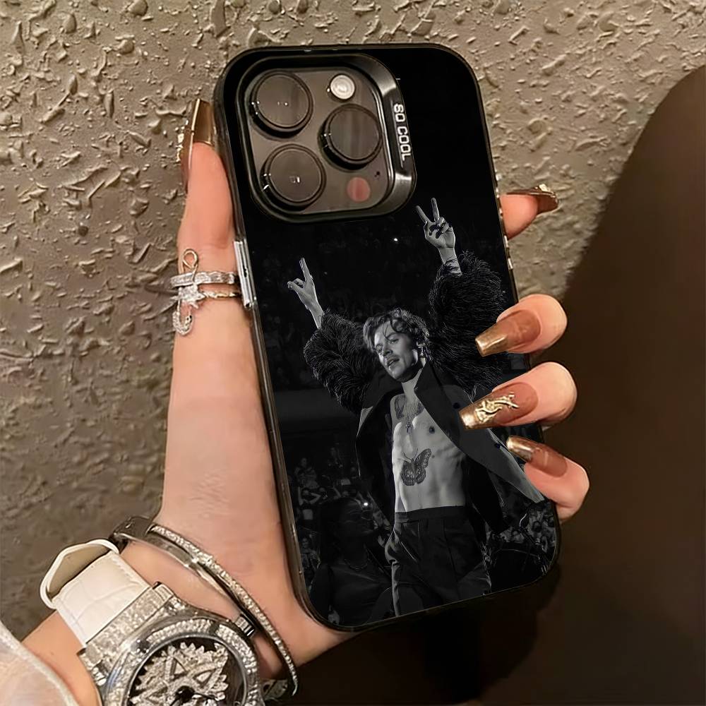 singer H-aRRy Music Styles Phone Case For iPhone 17,16,15,14,13,12,11 Plus,Pro Max,XS,Colored Silver Plated Inside Cover