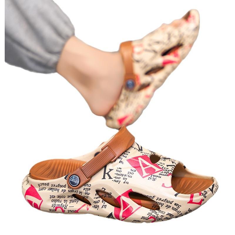 Slippers Men's Summer Beach Platform Outdoor Non-slip Coconut Sandals Men's Outside Wear Driving Shit Feeling Dual-purpose Sandals