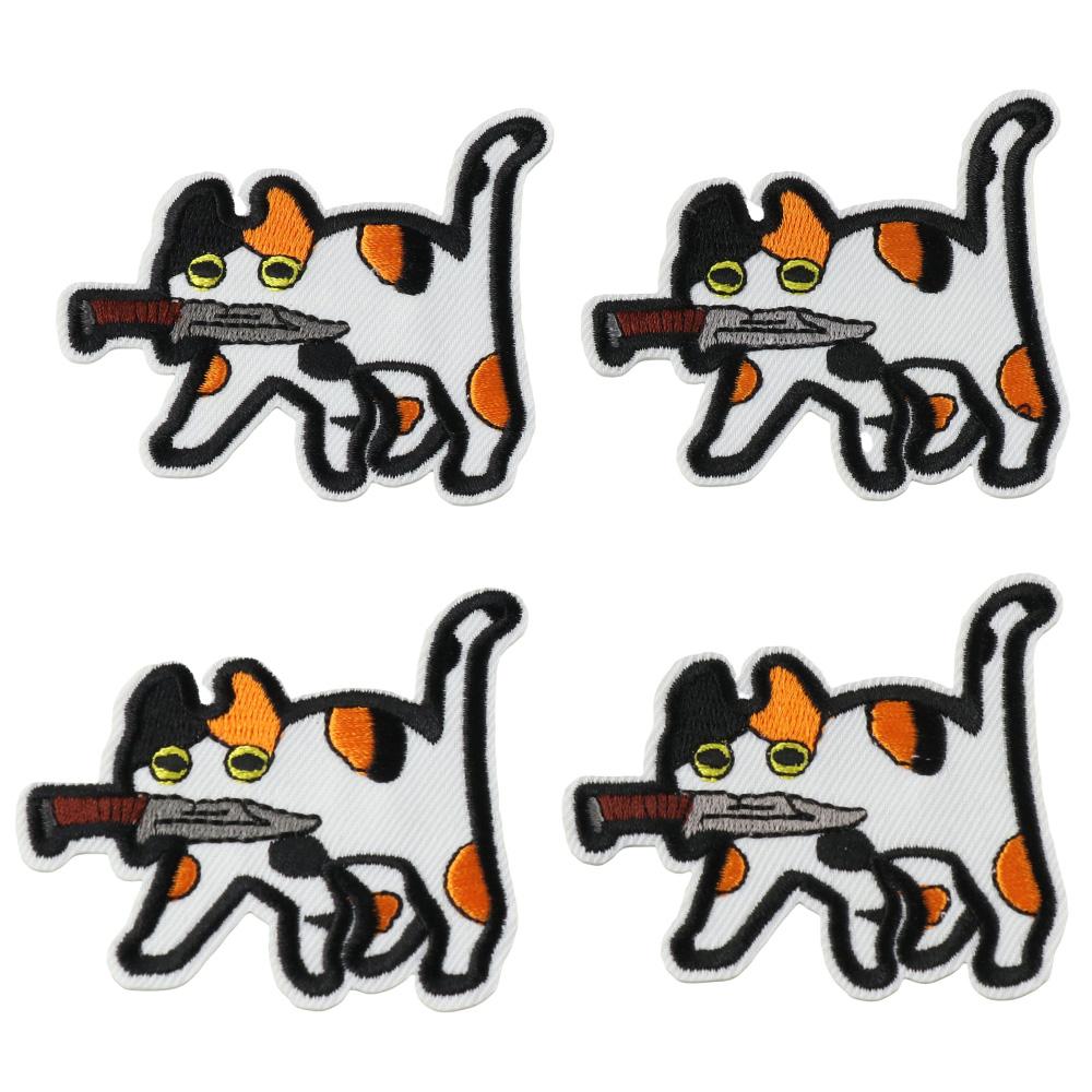 

4 шт. нашивка с вышивкой кота-самурая, одежда для домашних животных, брюки, аксессуар с аппликацией. одежда