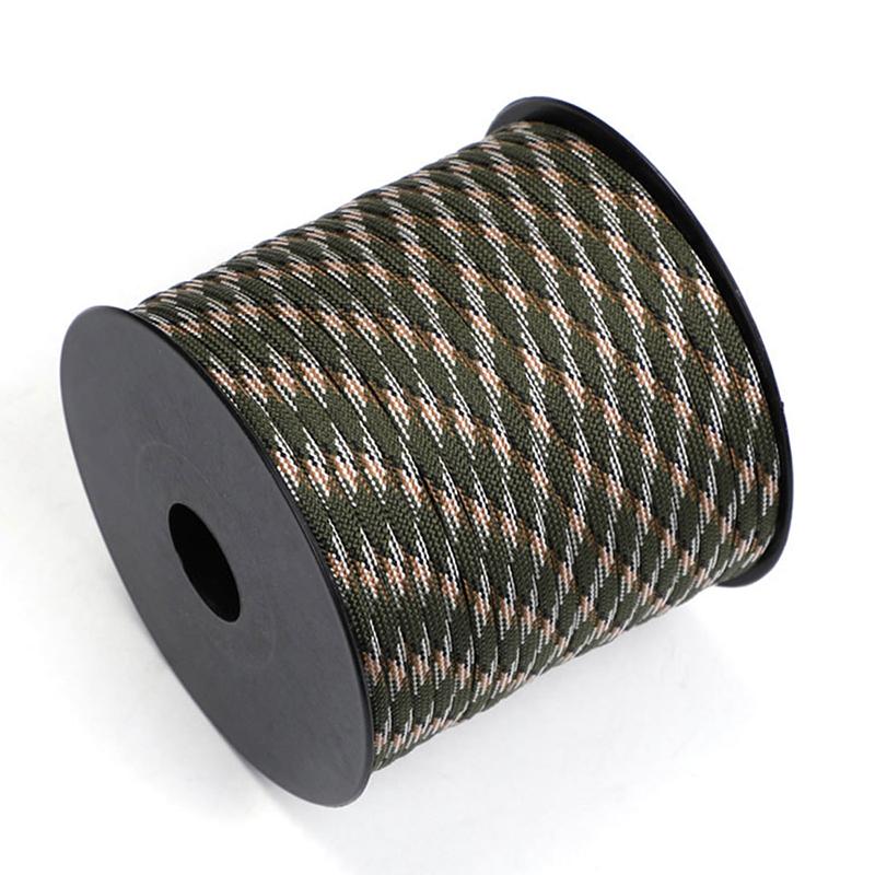 50M 7-adriges Paracord-Seil für den Außenbereich, Polyester, Fallschirmschnur, Camping, Überleben