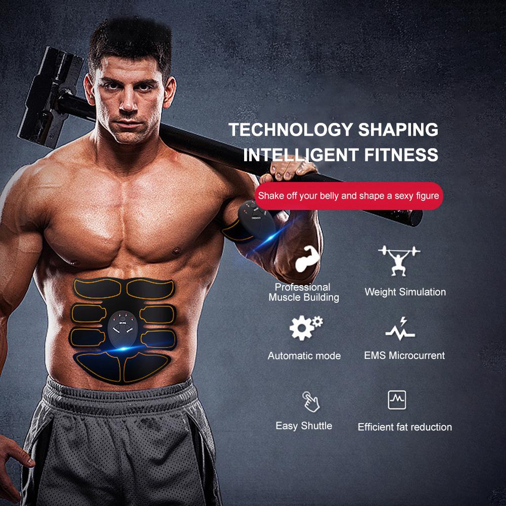 EMS Abdominal Muscle Stimulater USB Charging Electric Weight Loss Stickers Portable 6 Modes 10 Gears for Abdomen Arm Hip Leg