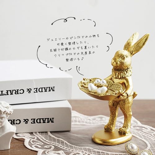 Moin Moin Figure Ornament Rabbit Gold Trinket Box Holds Accessories Tray Antique Retro Key Jewelry Entrance Rabbit Alice In Wonderland/Standing Pose 2
