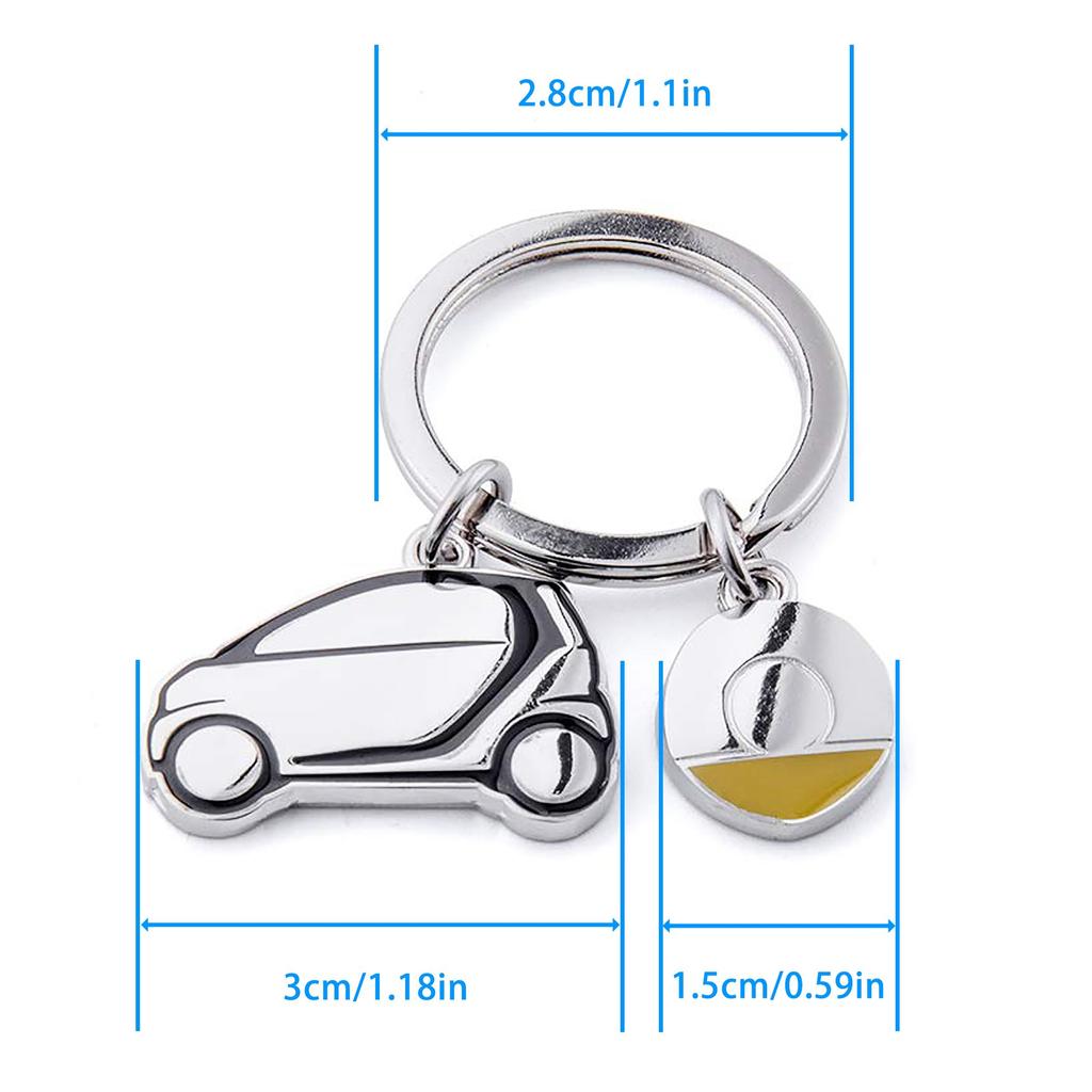 MOTO4U Stainless Steel Smart Car Keychain Car Model Key Chain Mercedes Smart