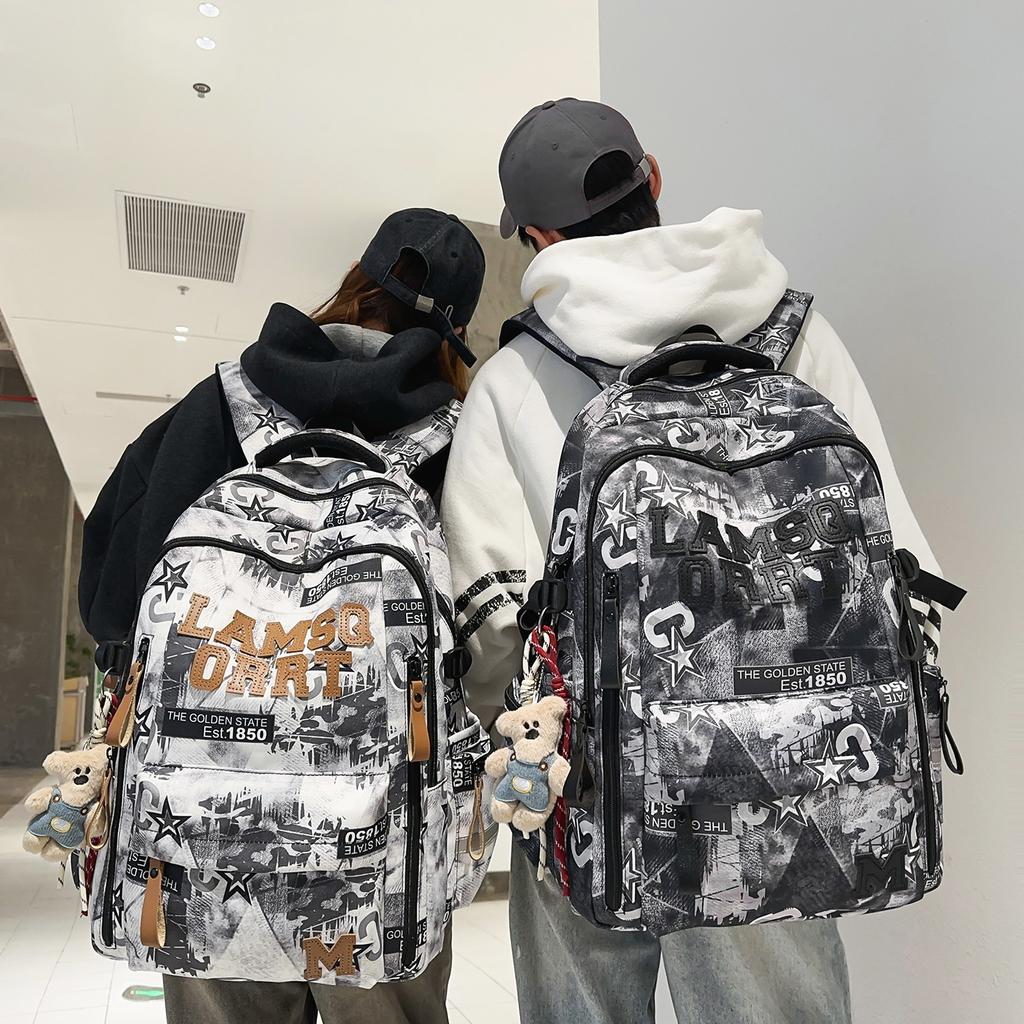 Schoolbag high school schoolbag boys high value large capacity junior high school new graffiti college student backpack to reduce the burden