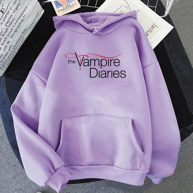 2026 Spring New Vampire Diaries Letter Print Hooded Sweatshirt for Men & Women - Long Sleeve Casual Jacket