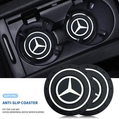 2Pcs PVC Water Cup Mat Car Coaster Anti Slip Pad Accessories For Mercedes Benz AMG GLE GLS CLS GLC CLA GLA GLK ML C197 R231 W167