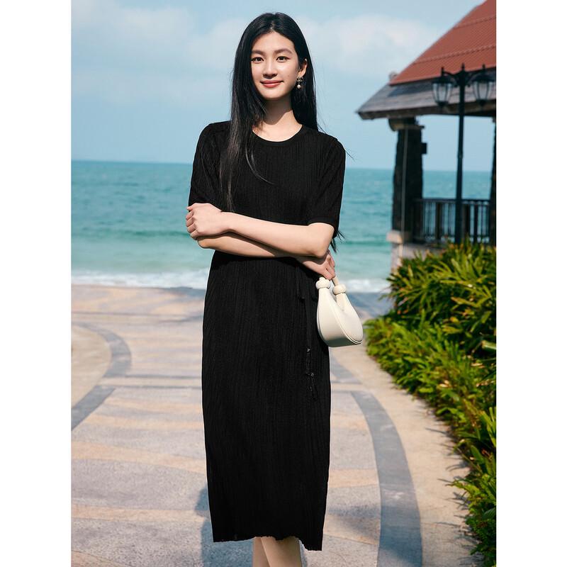 Annacol Women's Casual Knitted Pleated Dress