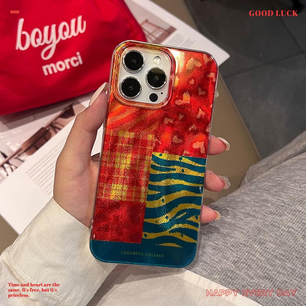 

Gradient Color Tin Foil Shell iPhone 17 Pro Case with Multi-Element Design iPhone 15 Pro