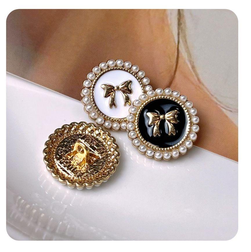 10pcs Pearl Bowknot Metal Button Fashion Sewing Clothing Bag DIY Craft High-Grade Decorative Button Accessories