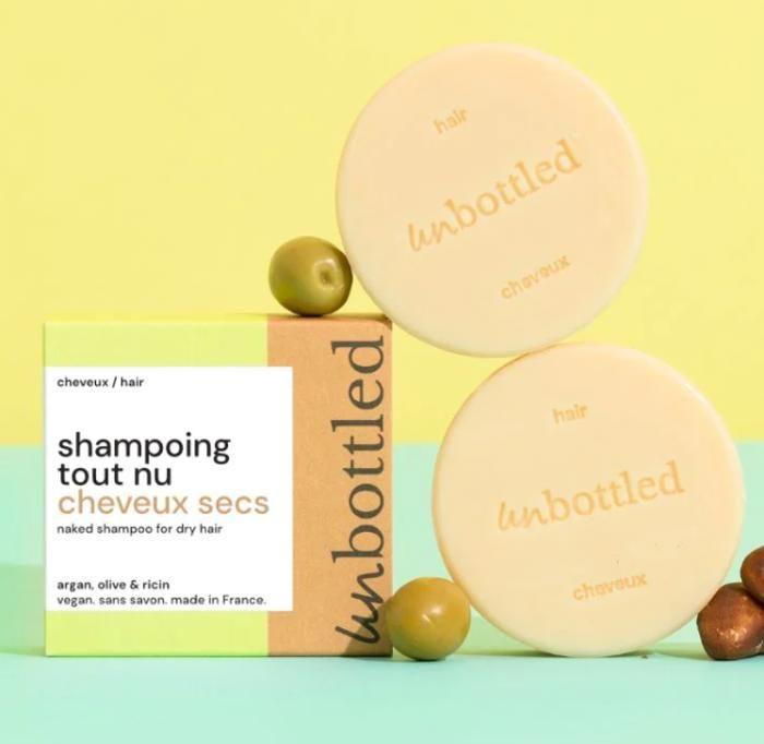Shampooing solide - UNBOTTLED - Tout Nu - 75g - Vegan - Cheveux secs et abîmés