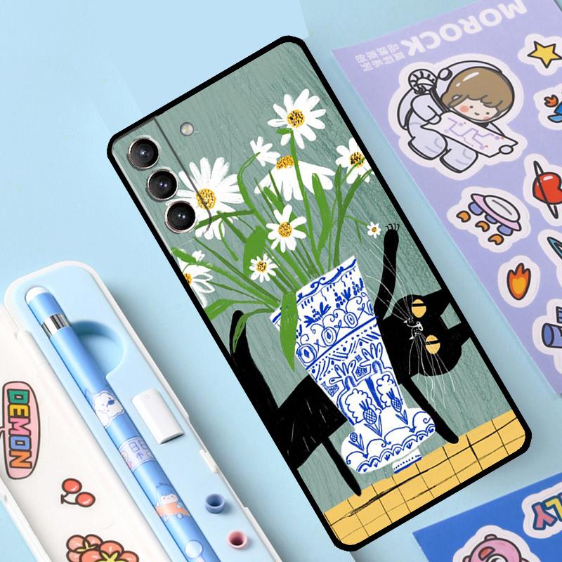 

Милый чехол с изображением черного кота для Samsung Galaxy S23 S21 FE S20 FE S22 Plus Note 20 Ultra Note 10 S8 S9 S10 Plus Galaxy S8 Plus