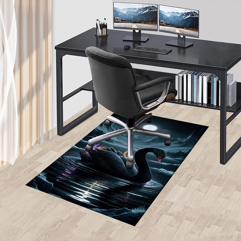 Black Swan Chair Mat: Office Carpet for Comfortable Seating, Perfect Gift for Home Decor and Various Rooms