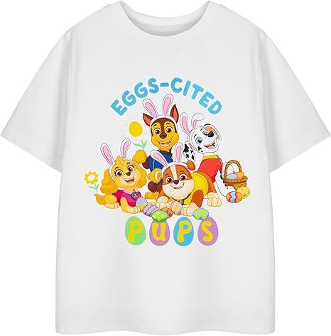 Paw Patrol Kids White Eggs-Cited Pups Short Sleeve Graphic T-Shirt 100