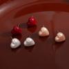 Three-Dimensional Love Pearl Stud Earrings, High-End Ankola Red Love Pink, Sweet And Fashionable Simple Earrings.