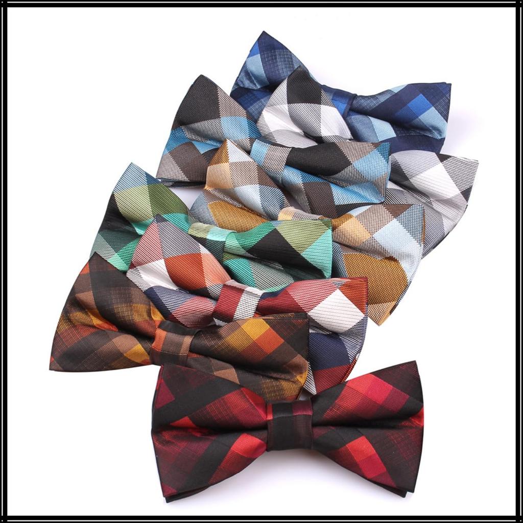 [White Fang] Bow Tie, Check Pattern, Polyester, FormalCasual, Stylish, Men's NC041 (Red)
