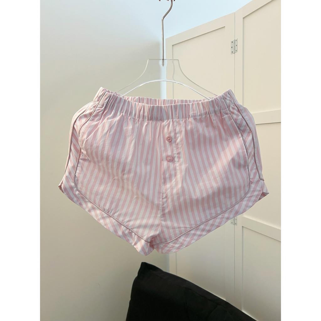 Han sweet striped bow suspender pajamas women's summer high-end pure desire wind loungewear large size set can be worn outside