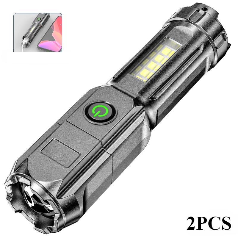 4 Lighting Mode Super Bright LED Flashlights Telescopic Zoom Torch USB 18650 Long-Range Waterproof Camping Flashlight