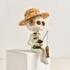 Miniature Resins Skeleton Fishing by Pond Intricate Detailing Figurine Gift for Collectors and Halloween Enthusiasts