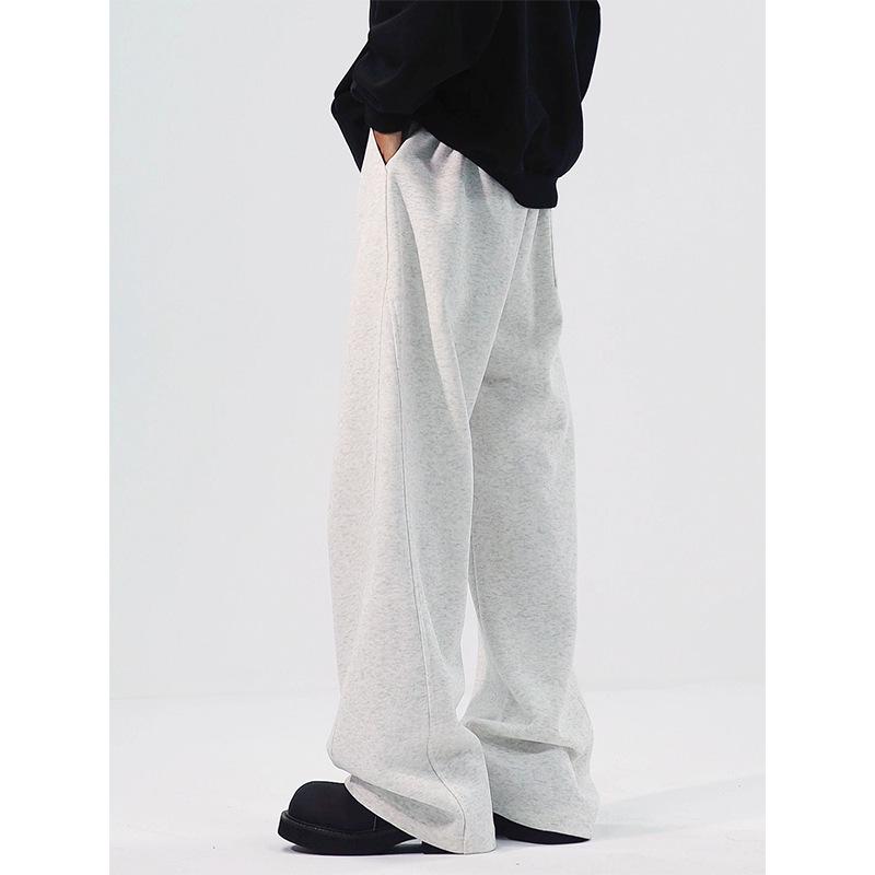 Men's Cleanfit Wide-Leg Fleece Sweatpants - Autumn/Winter Straight-Leg Casual Sports Pants
