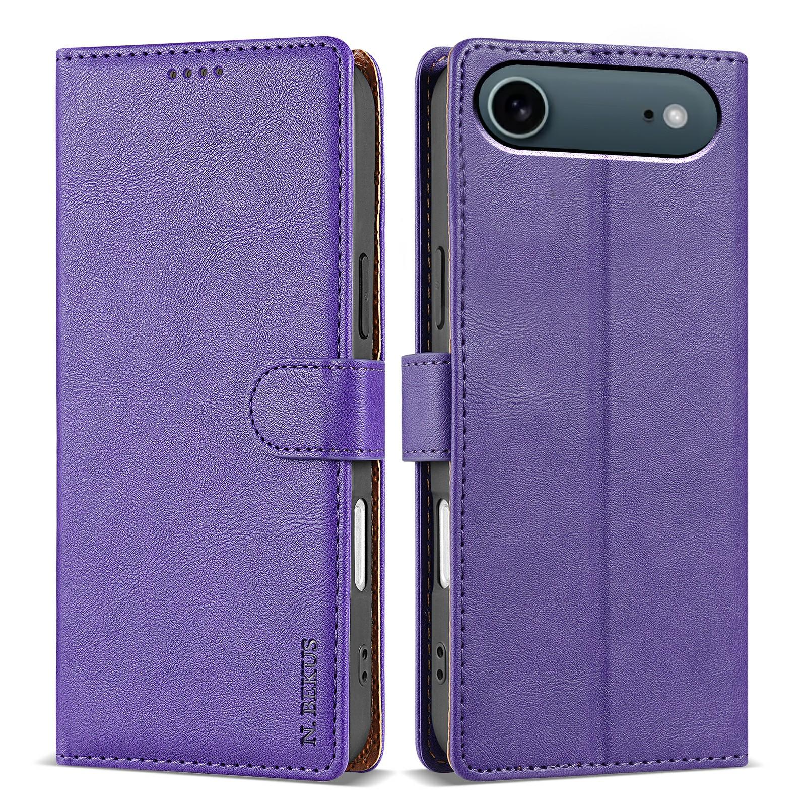 

Для iPhone 17 Чехол-подставка Air Кожаный кошелек Чехол для телефона Purple