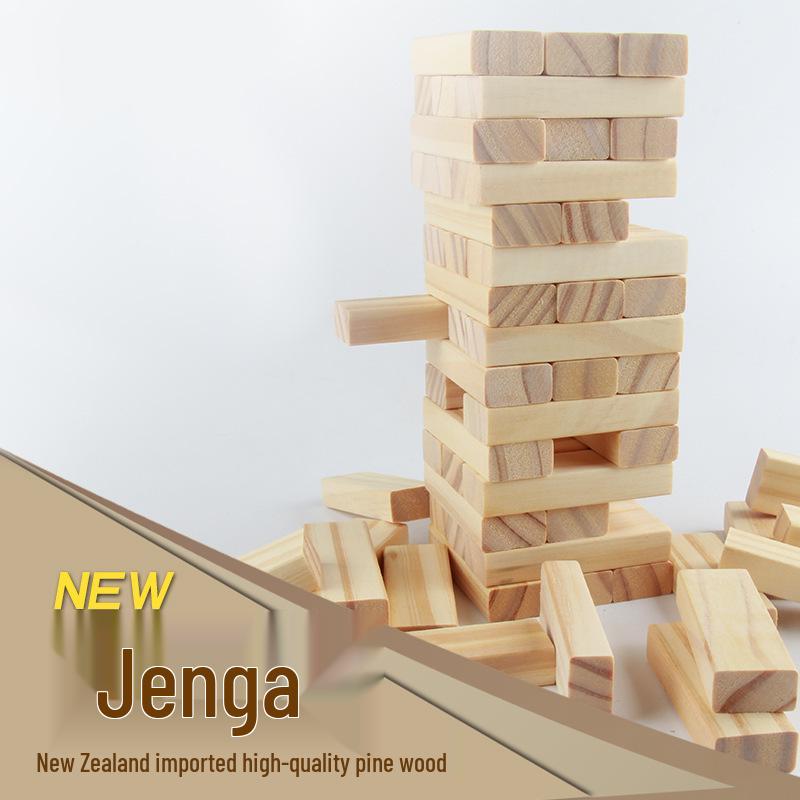 54-Piece Educational Jenga-Style Blocks for Children and Adults – Ideal for Competitive Building and Skill Development