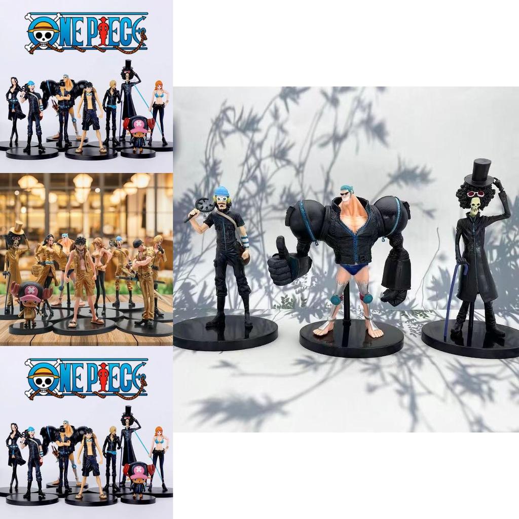 High Quality One Piece Handicraft Model Golden City Movie Edition Black Clothes Straw Hat Team 9 Full Set Luffy Zoro Pvc Figures