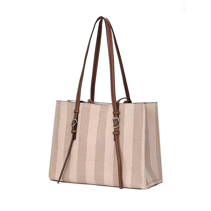 

Z Home Striped Printed Canvas Tote Bag 2025 Fashionable Large-capacity Single-shoulder Handbag Commuter Computer