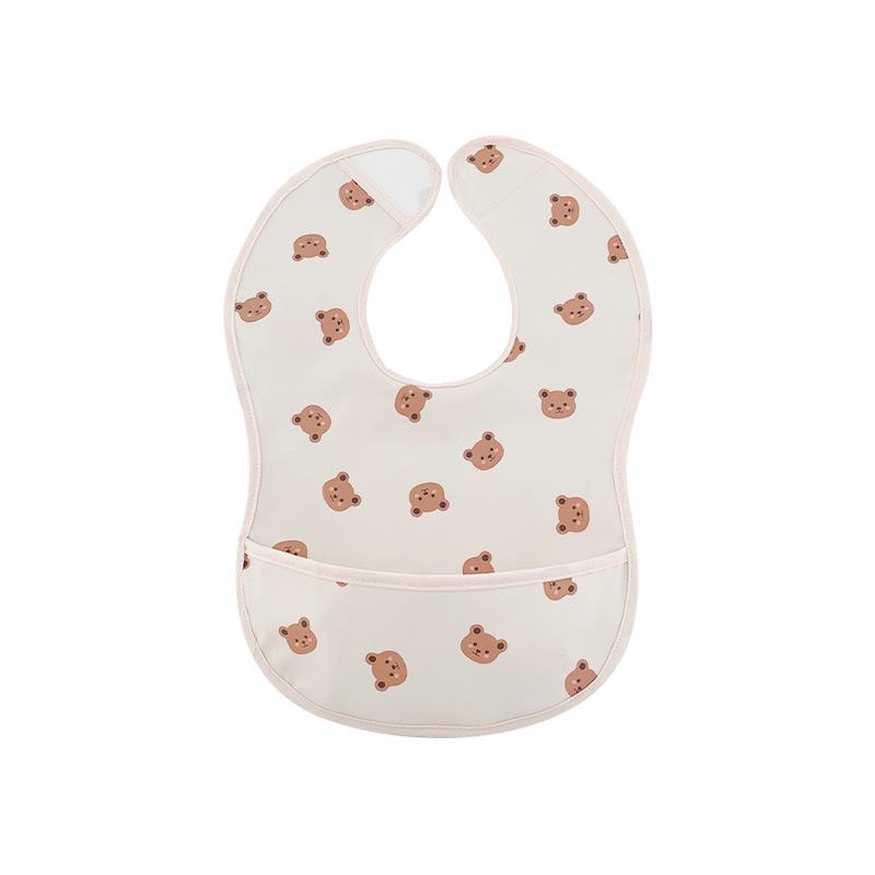 Waterproof Cotton Baby Apron: Stain-Resistant PU Reversible Bib with Pocket for Toddlers and Infants.