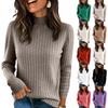 Women's Fashion Solid Color High-Neck Long Sleeve Loose Fit Base Layer Sweater Top