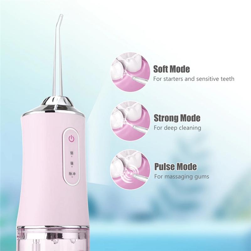 Portable Oral Irrigator Portable Electric Telescopic Irrigator 3 Modes, 4 Nozzles B