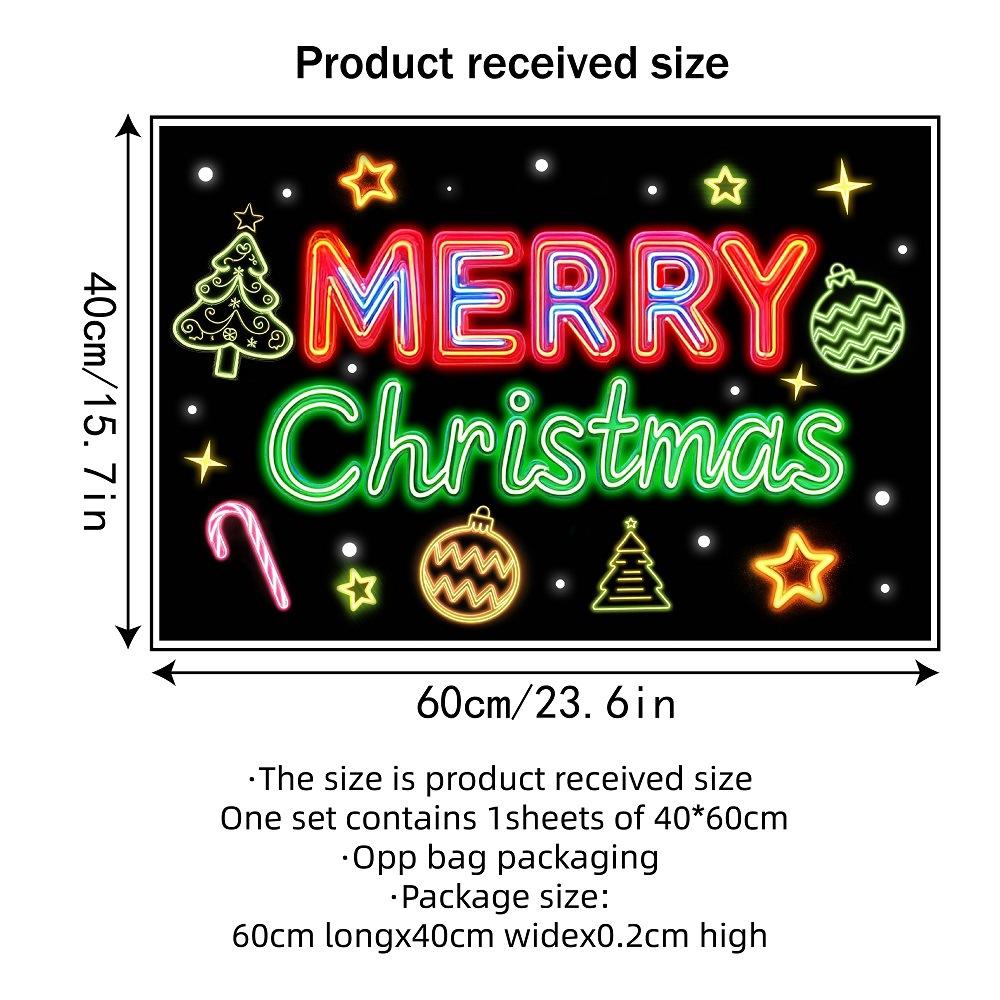 

Новые стили, Рождественские наклейки, Неоновые огни, Английские стеклянные наклейки, Украшения для раздвижных дверей магазина, Статические наклейки, Украшения для вечеринок 40*60cm