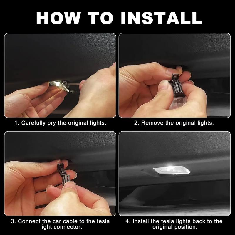 Ultra-Bright Interior Foot-Well Lights for Tesla Model Y Juniper 2025- Model 3 Highland 2018-2024 Model S/X LED Bulbs Kit