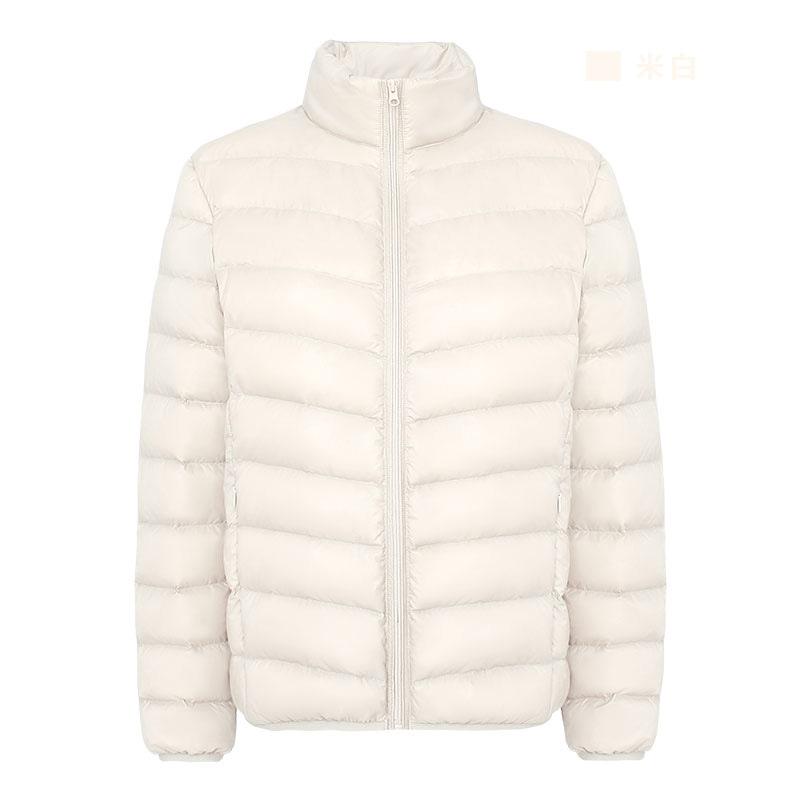 XL large size catty fat mother light down jacket new stand-up collar short white duck down warm jacket