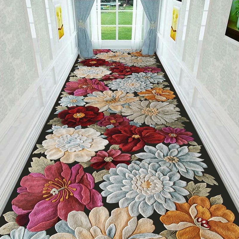 3D květinová a travnatá chodba Dlouhé koberce Lehký Luxusní Koberec do předsíně Protiskluzový běhoun Koberec Pastorační silniční rohožka na schodiště