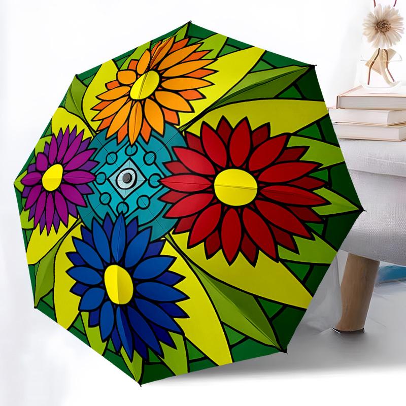 

1pc Mandala Flowers Automatic Open/Close Umbrella - Compact Travel Umbrella, Gift for Birthday, Holiday yy260106048