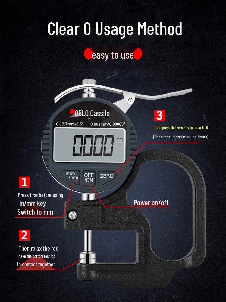 High-Precision Electronic Digital Caliper for Measuring Film and Paper Thickness