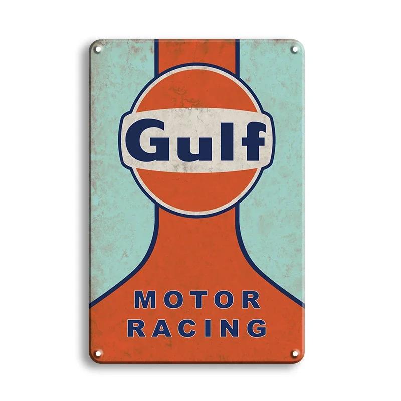 Vintage Decor Shabby Chic Metal Tin Signs Gulf Esso Agip Man Cave Wall Decoraion Motor Oil Garage Wall Stickers Gas Decor Pla