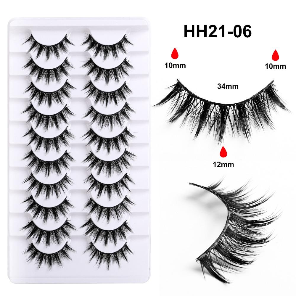 10 Pairs Fluffy Thick 3D Faux Mink Lash Glue Version Full Strip Lashes  Eye Lash Extension