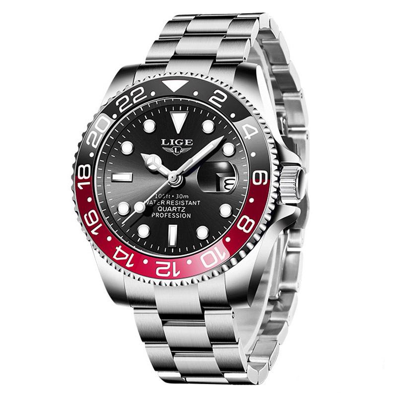 LIGE Men's Green Waterproof Quartz Calendar Sports Wristwatch