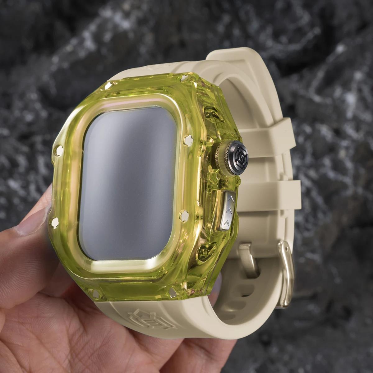 

Роскошный прозрачный чехол для ремешка Apple Watch Ultra 2 49 мм, набор для модификации, силиконовый ремешок для IWatch Ultra 49 мм, резиновый браслет For Ultra 49mm