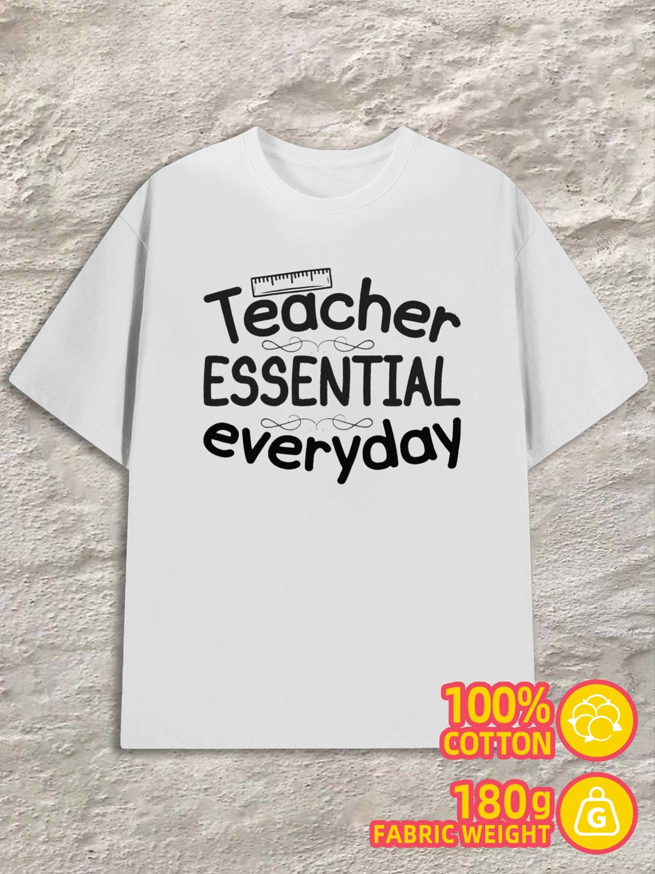 T-Shirt Y2K 3xl Teacher Essential Everyday White Regular Fit XL
