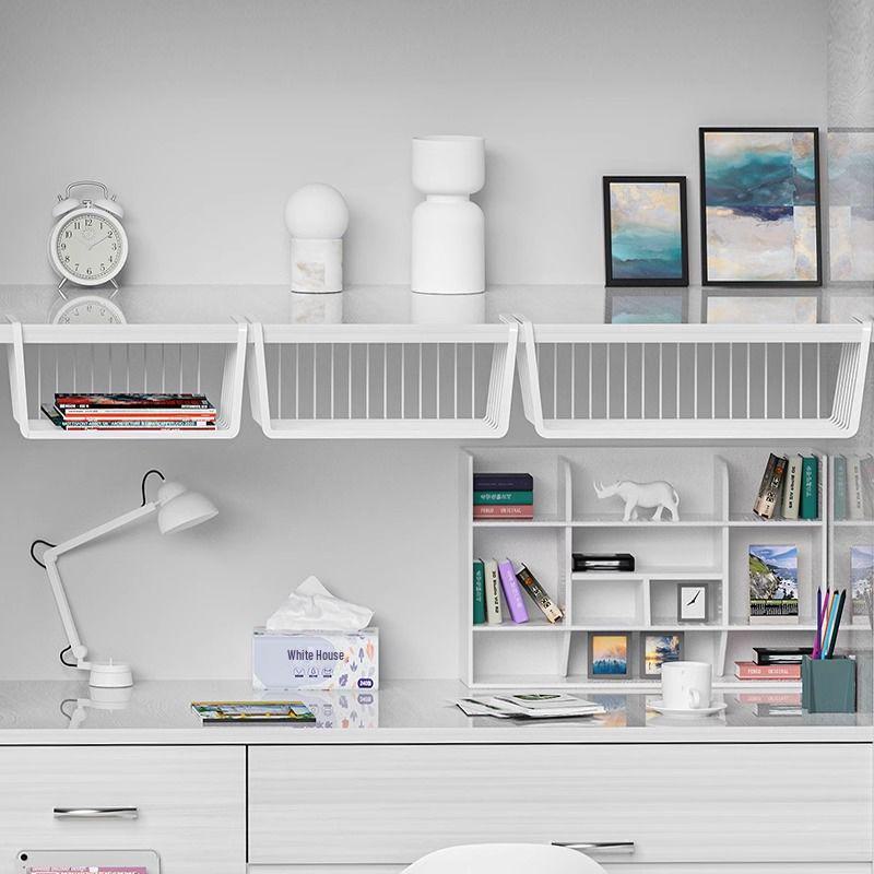 Under Table Hanging Basket Storage Rack for Dorms and Kitchens