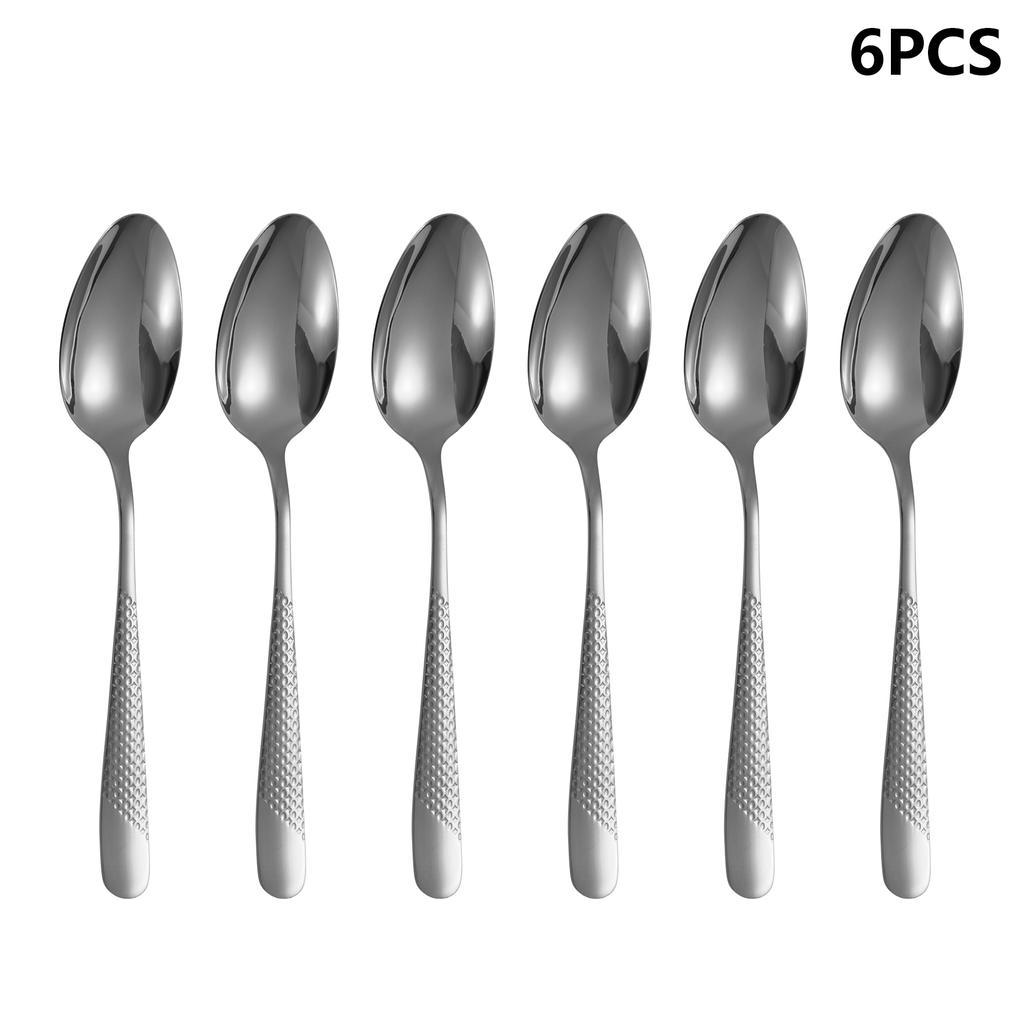 4/6/16/24-teiliges Edelstahl-Besteckset Serie Diamant silbernes Besteck inklusive Messer, Gabel und Löffel Westliches Besteck