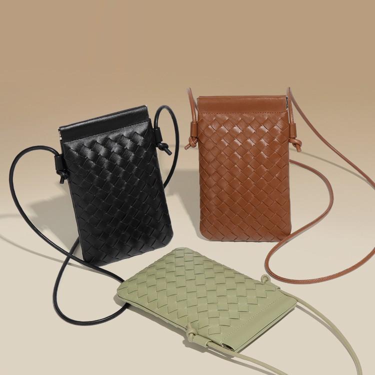 Borsa a Spalla Retro per Cellulare Intrecciata a Mano Moda Stile Casual Pochette da Donna