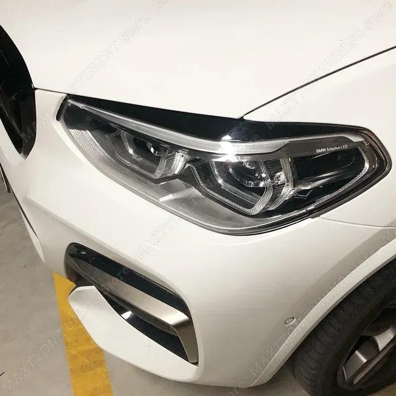 2pcs Headlight Eyelids Eyebrows Car Accessories Gloss Black/Carbon Look For BMW X4 X3 G01 G02 2018     + ABS