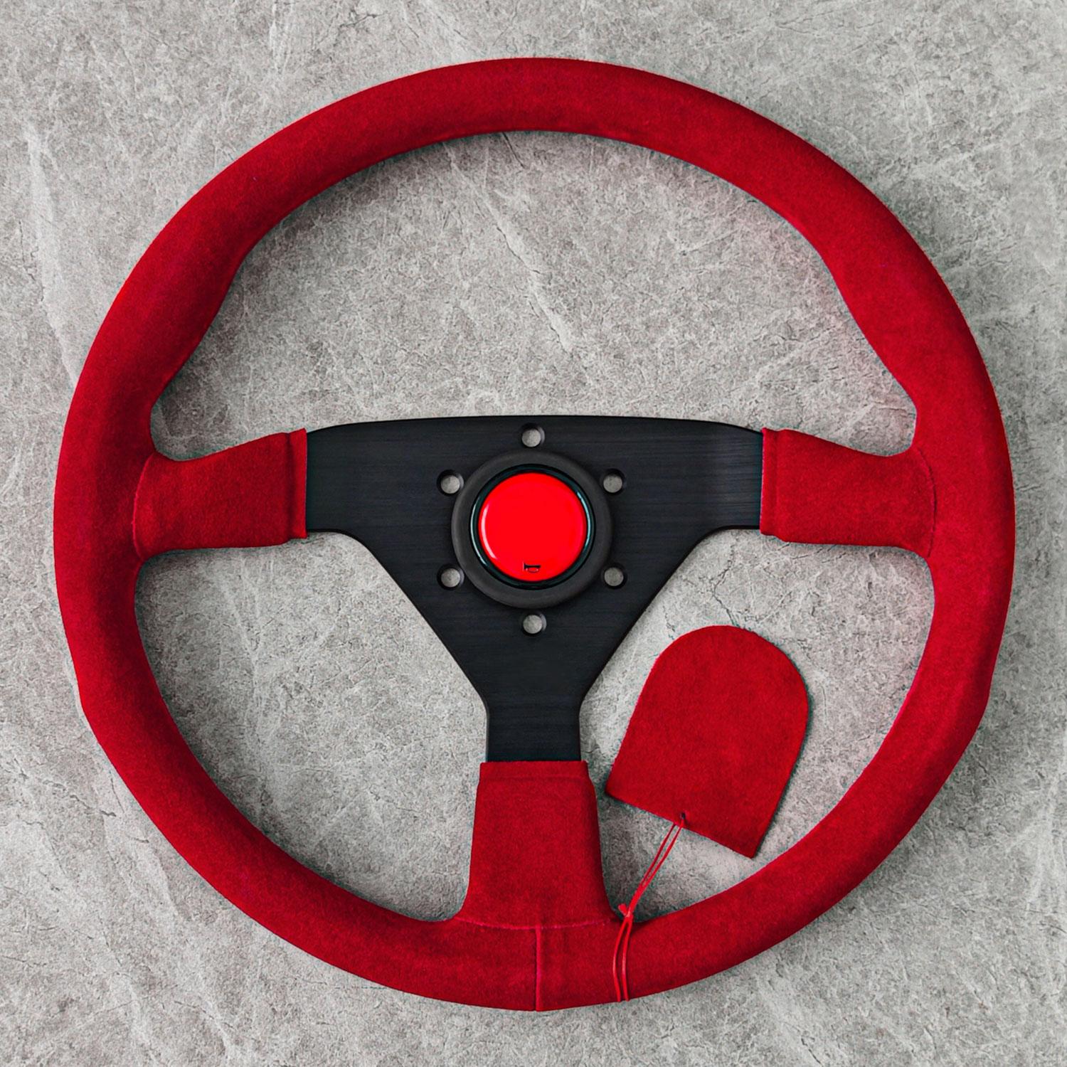 14Inch Universal Racing Montecarlo Sports Steering Wheel Red Suede JDM Car Steering Wheel PC-ST51 красный
